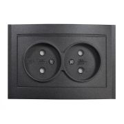 Розетка 2-м СП Бриллиант 16А IP20 без заземл. защ. шторки в сборе графит Universal 7947526-Gr