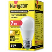 Лампа светодиодная 94 467 NLL-G45-7-230-2.7K-E27 7Вт шар 2700К тепл. бел. E27 500лм 220-240В Navigator 94467
