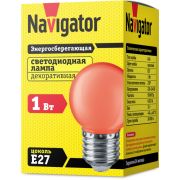 Лампа светодиодная 71 827 NLL-G45-1-230-R-E27 1Вт шар E27 176-264В красн. Navigator 71827