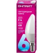Лампа светодиодная 61 127 OLL-C37-6-230-6.5K-E14-FR 6Вт ОНЛАЙТ 61127