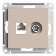 Розетка компьютерная + телевизионная 2-м AtlasDesign RJ45 кат.5E песочн. SE ATN001289