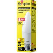 Лампа светодиодная 61 327 NLL-C37-8.5-230-2.7K-E27-FR 8.5Вт свеча матовая 2700К тепл. бел. E27 640лм 176-264В Navigator 61327