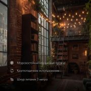Гирлянда «Белт Лайт» 10м 20 патронов 4.8Вт IP65 провод каучук черн. Neon-Night 331-355